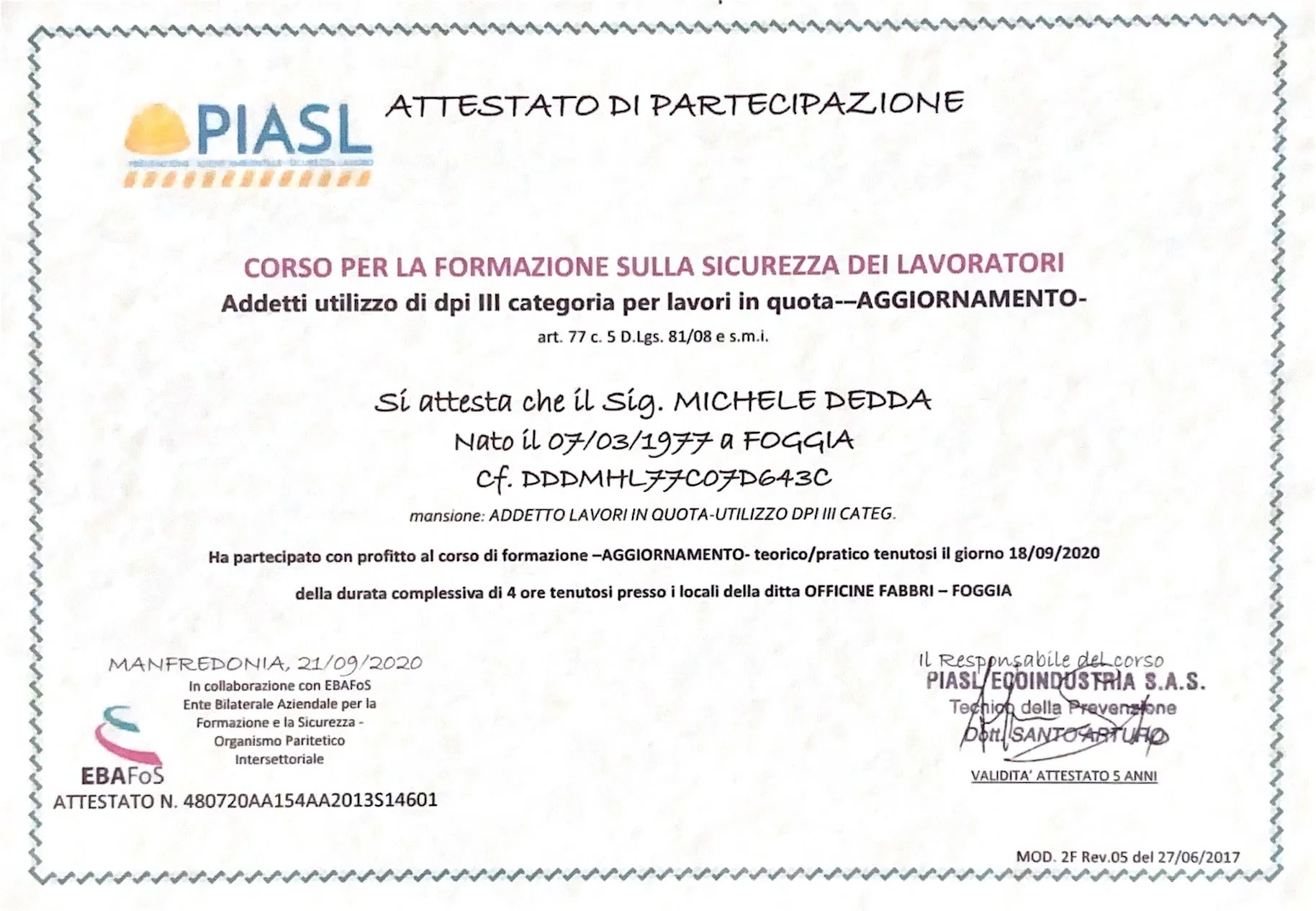 Certificato 3